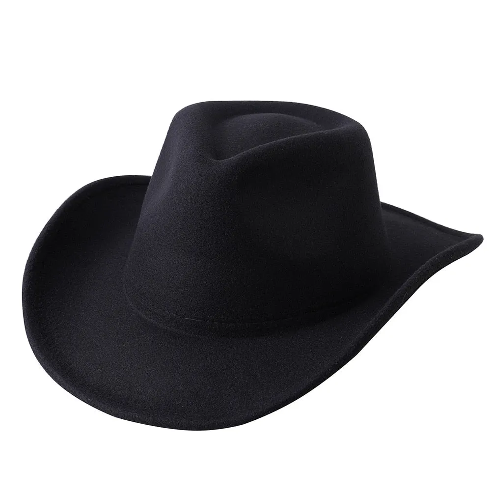 Cowboy hat cow head accessories cowboy hat monochrome felt hat men and women big brim outdoor hat knight hat