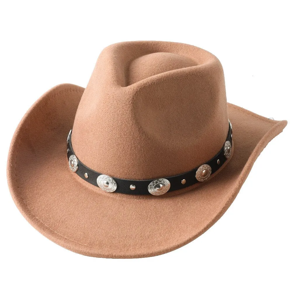 Cowboy hat cow head accessories cowboy hat monochrome felt hat men and women big brim outdoor hat knight hat