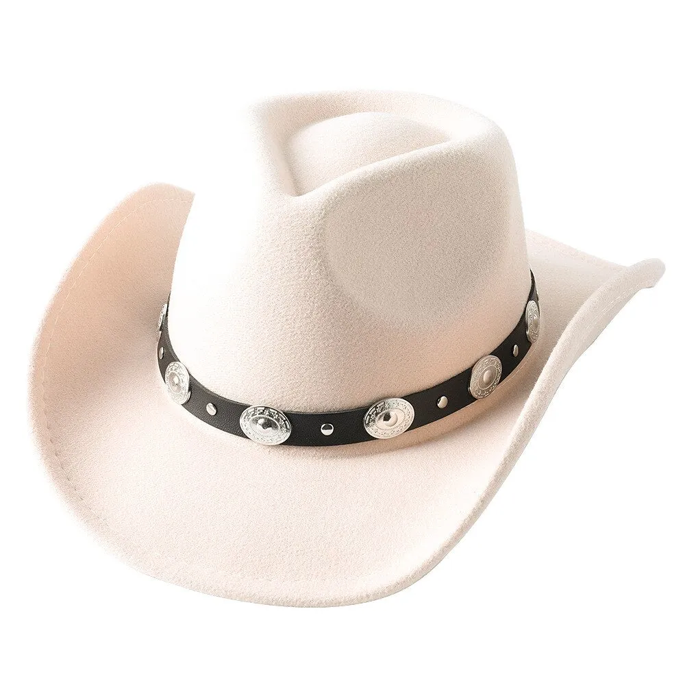 Cowboy hat cow head accessories cowboy hat monochrome felt hat men and women big brim outdoor hat knight hat