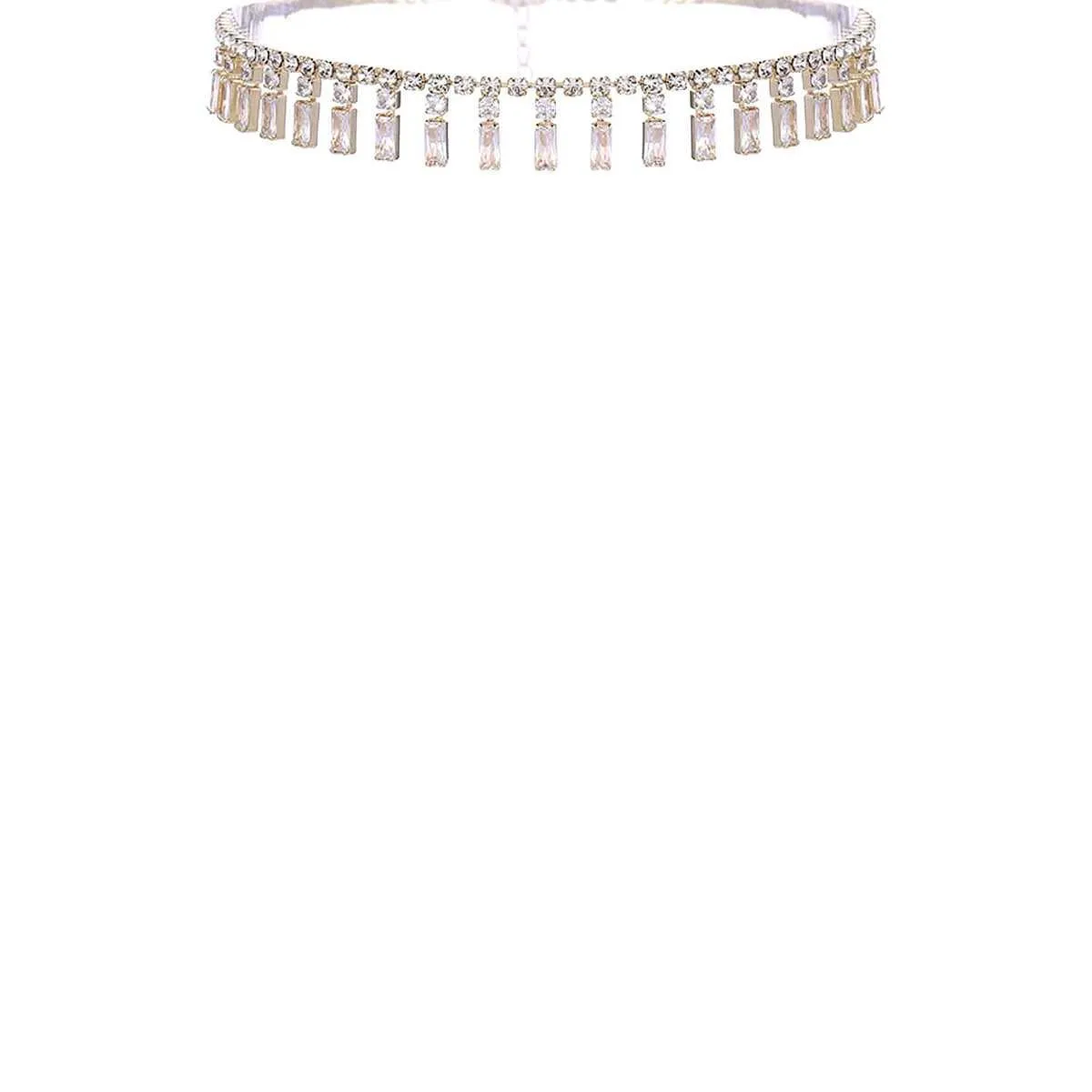 Crystal Baguette Piano Choker Necklace