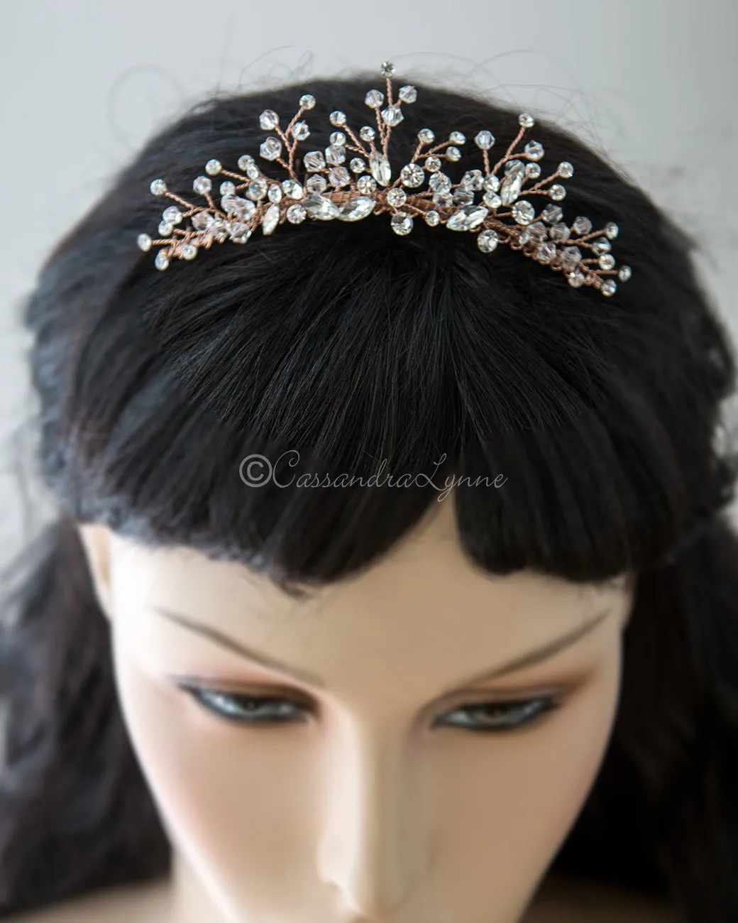 Crystal Rose Gold Tiara Comb