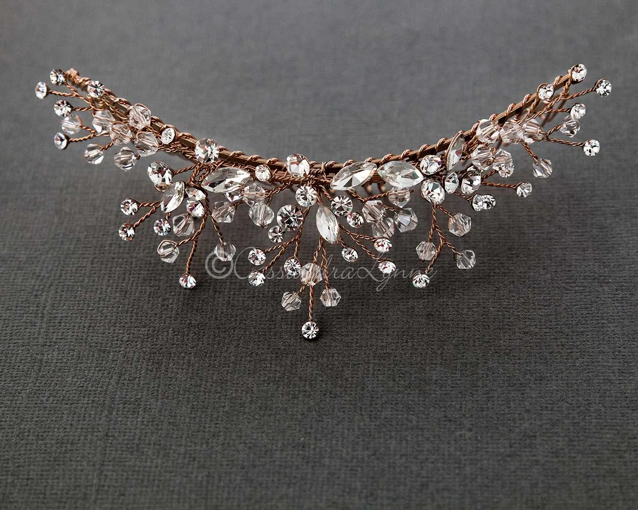 Crystal Rose Gold Tiara Comb