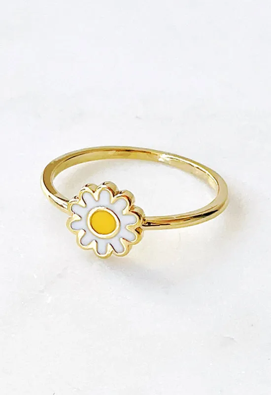 Daisy Enamel Gold Ring