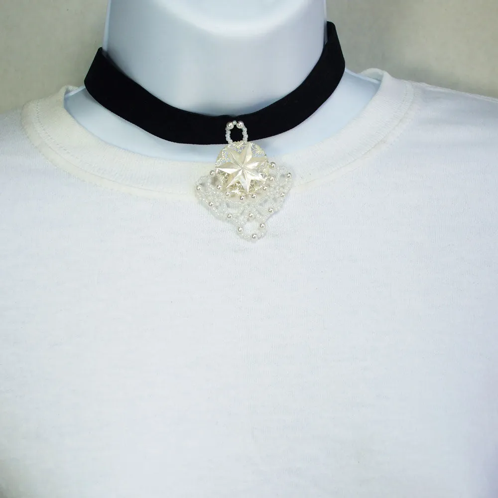 Damzel, Beaded Ribbon Choker Necklace