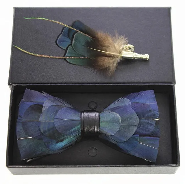 Dominica Feather Bow Tie Set