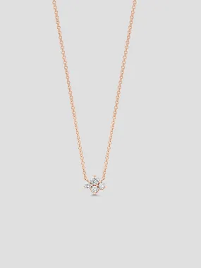 Dujour 4 Diamond Cluster Rose Gold White Diamond 14 Necklace