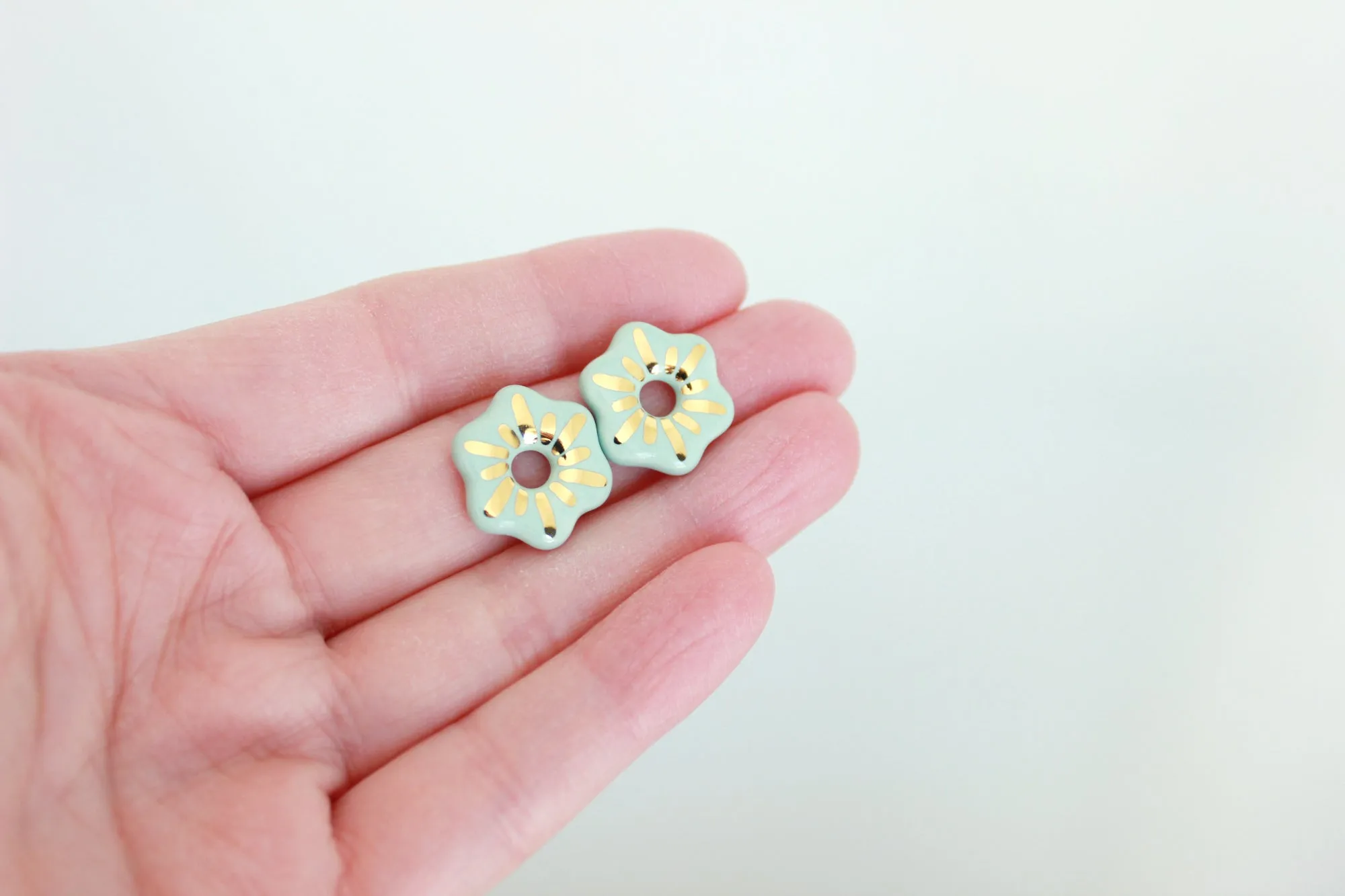 Dusty Blue Cutout Flower Stud Earrings