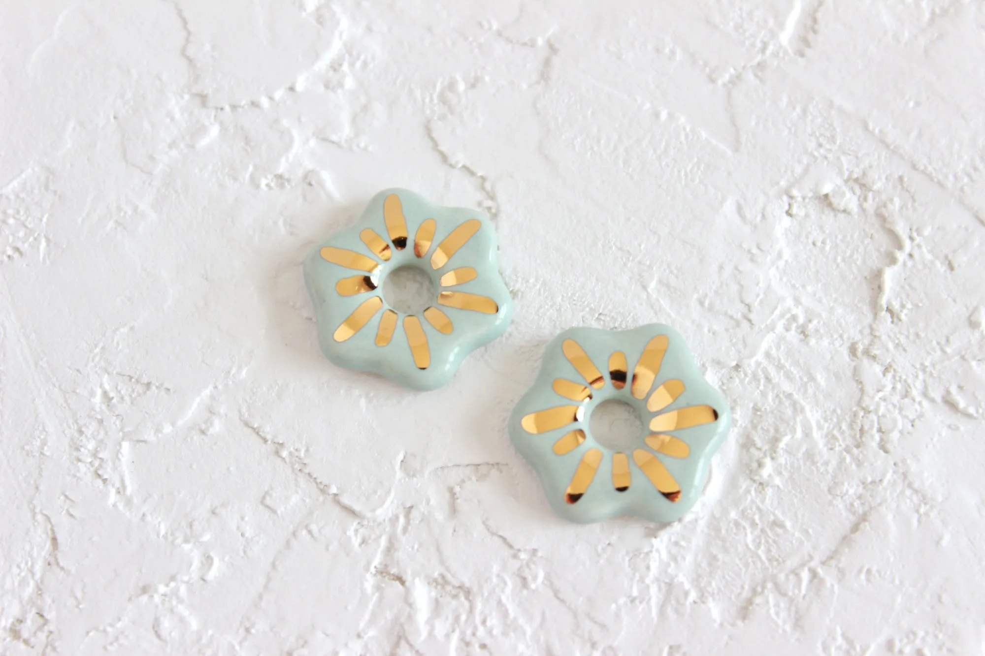 Dusty Blue Cutout Flower Stud Earrings