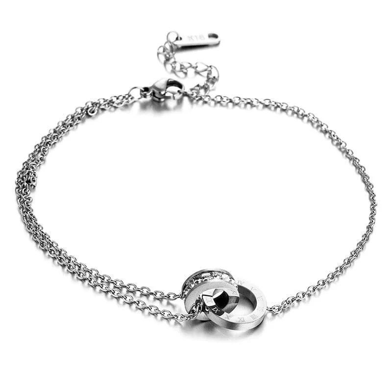 Fashion Heart With Circle Crystal Anklet Leg Chain