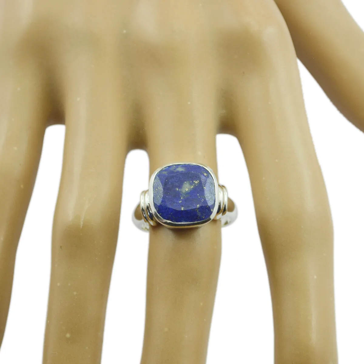 Fine-Looking Gems Lapis Lazuli Solid Silver Rings Solder Jewelry