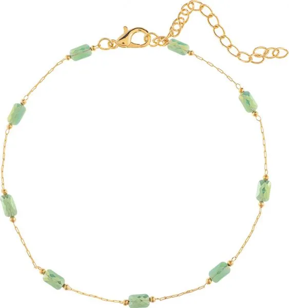 Gold Blue Stations Bead Anklet