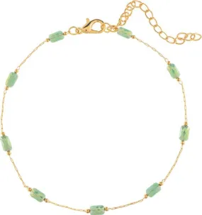 Gold Blue Stations Bead Anklet