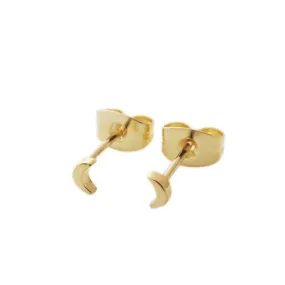 Gold Mini Moon Stud Earrings