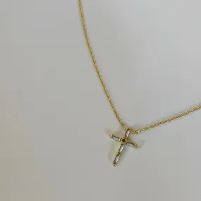 Gold Zircon Cross Necklace