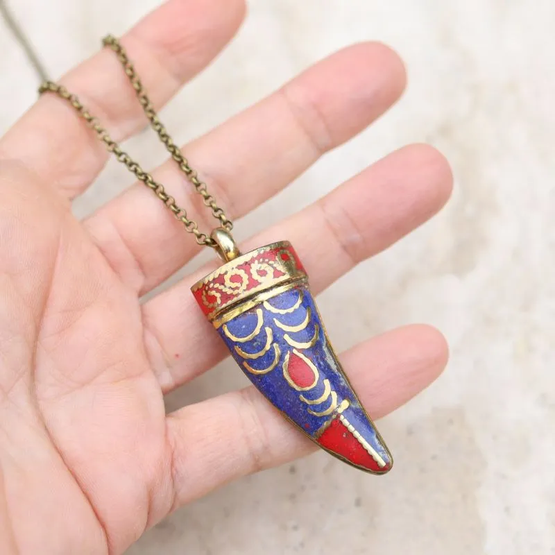 Good Luck Lapis Lazuli Blue Pendant Chain Necklace  *Final Sale*