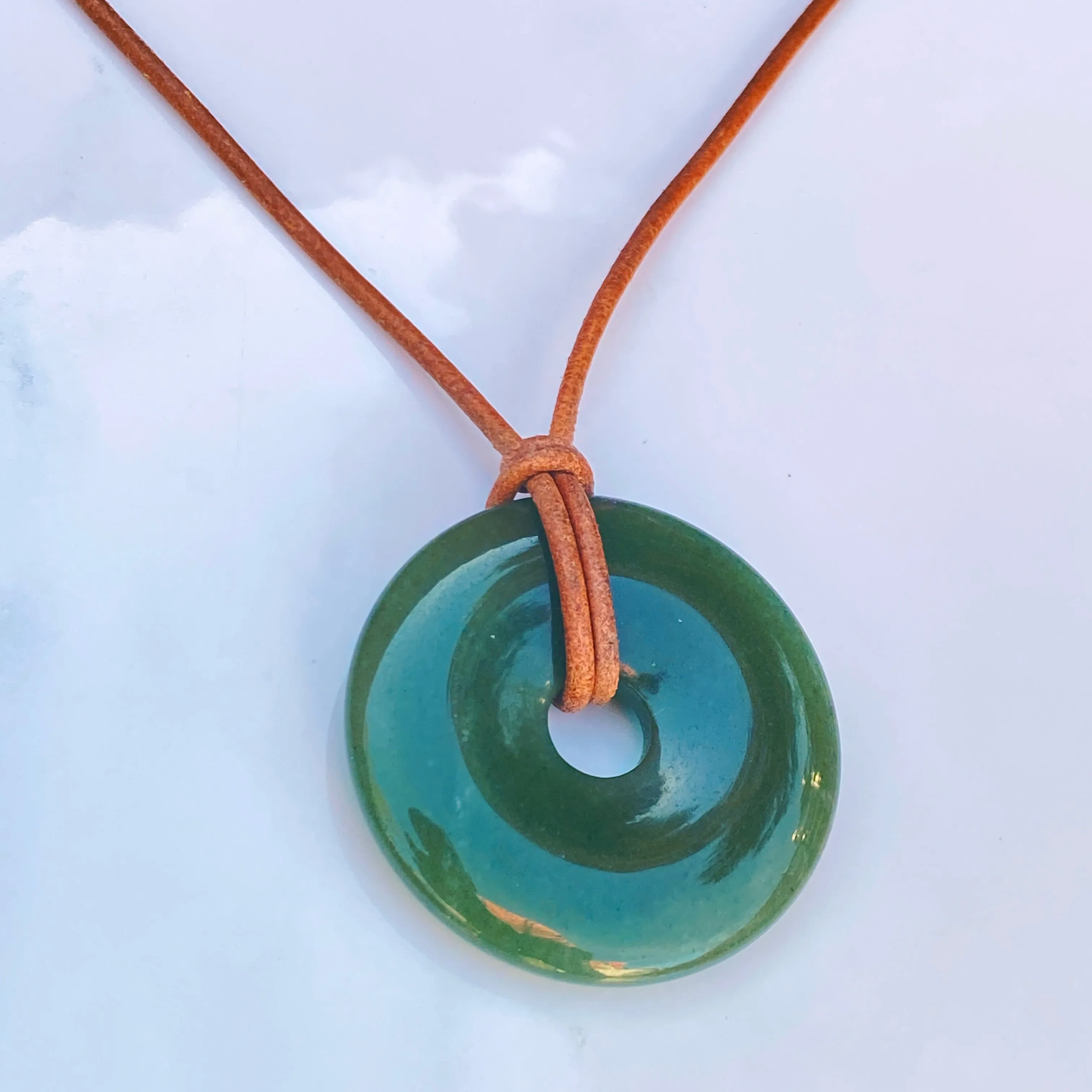 Green Aventurine and Leather Necklace