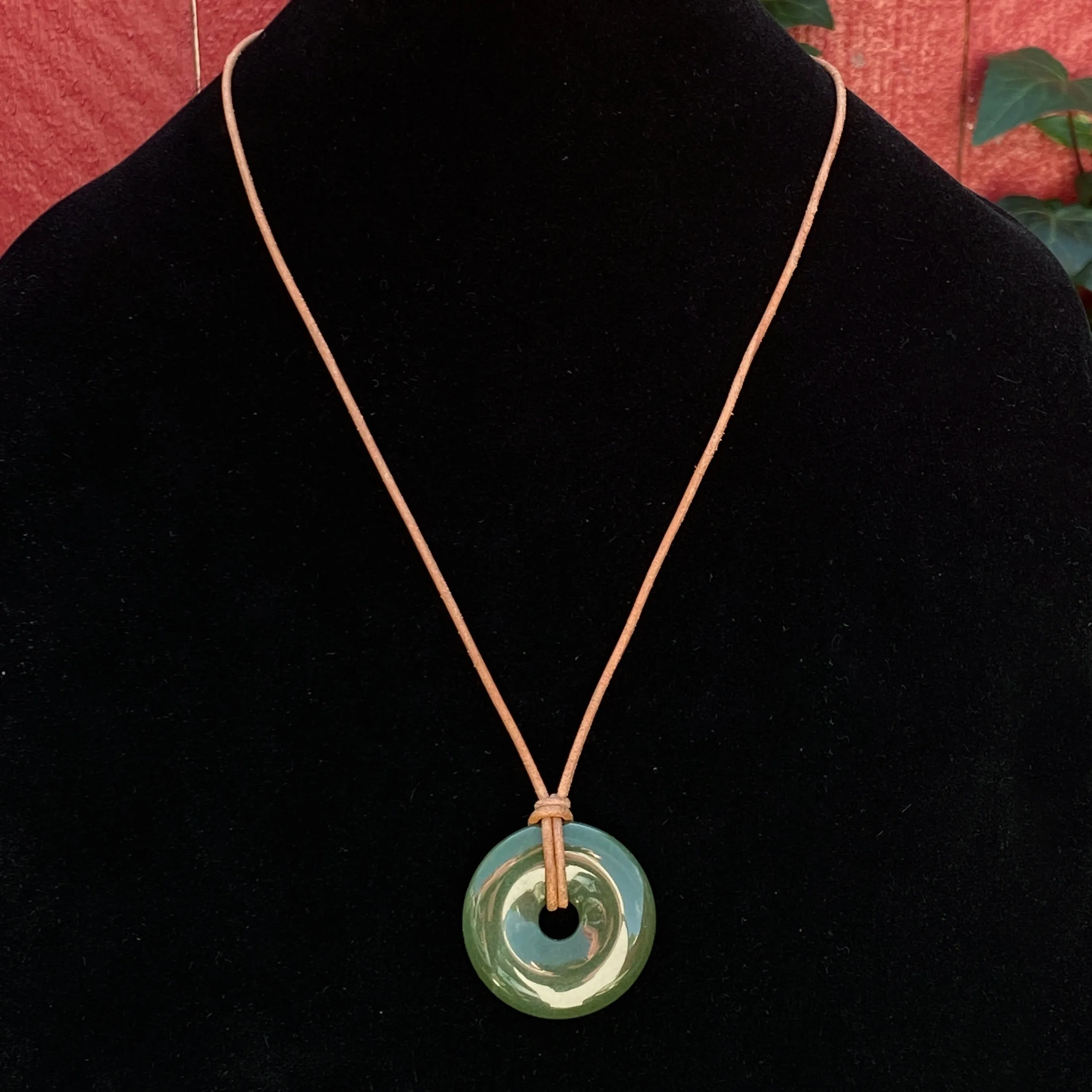 Green Aventurine and Leather Necklace