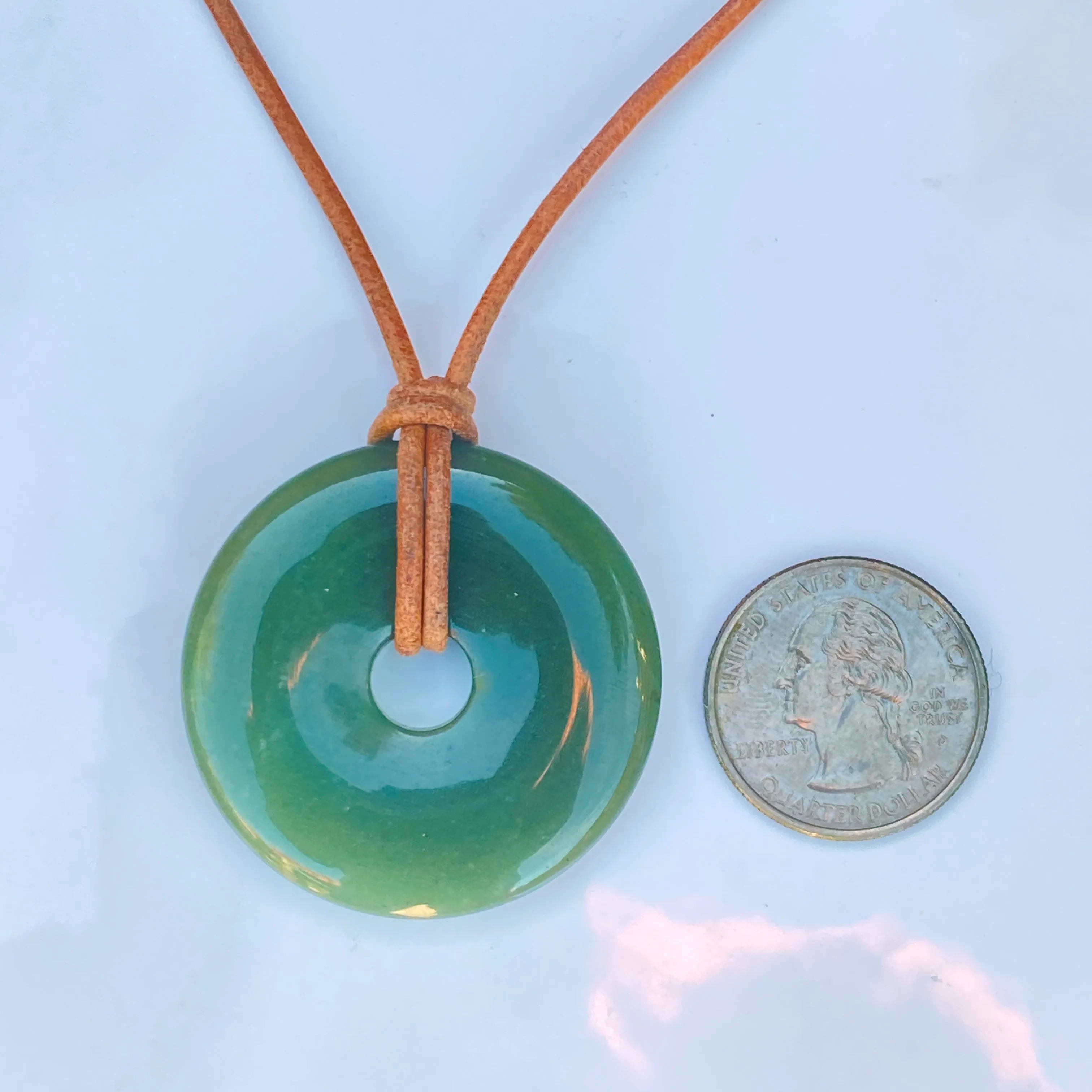 Green Aventurine and Leather Necklace