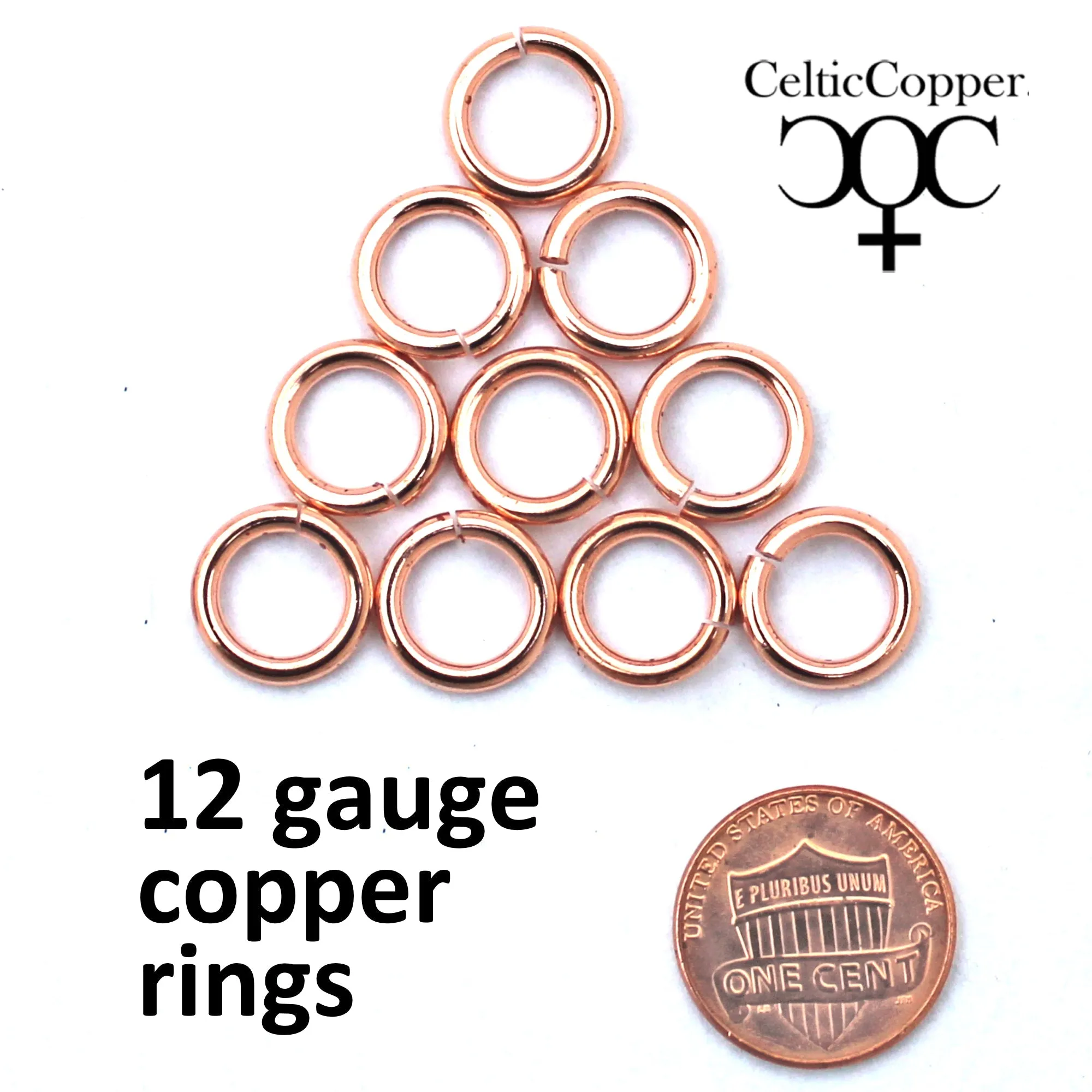 Heavy Duty 12 Gauge Copper Jump Rings JSR12x Solid Copper Jewelry Findings Copper Ring 10-Pack