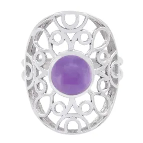 India Gemstone Amethyst 925 Sterling Silver Ring Brooch Jewelry