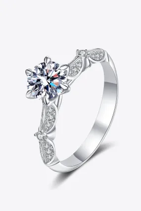 Inlaid Moissanite 6-Prong Ring in 925 Sterling Silver