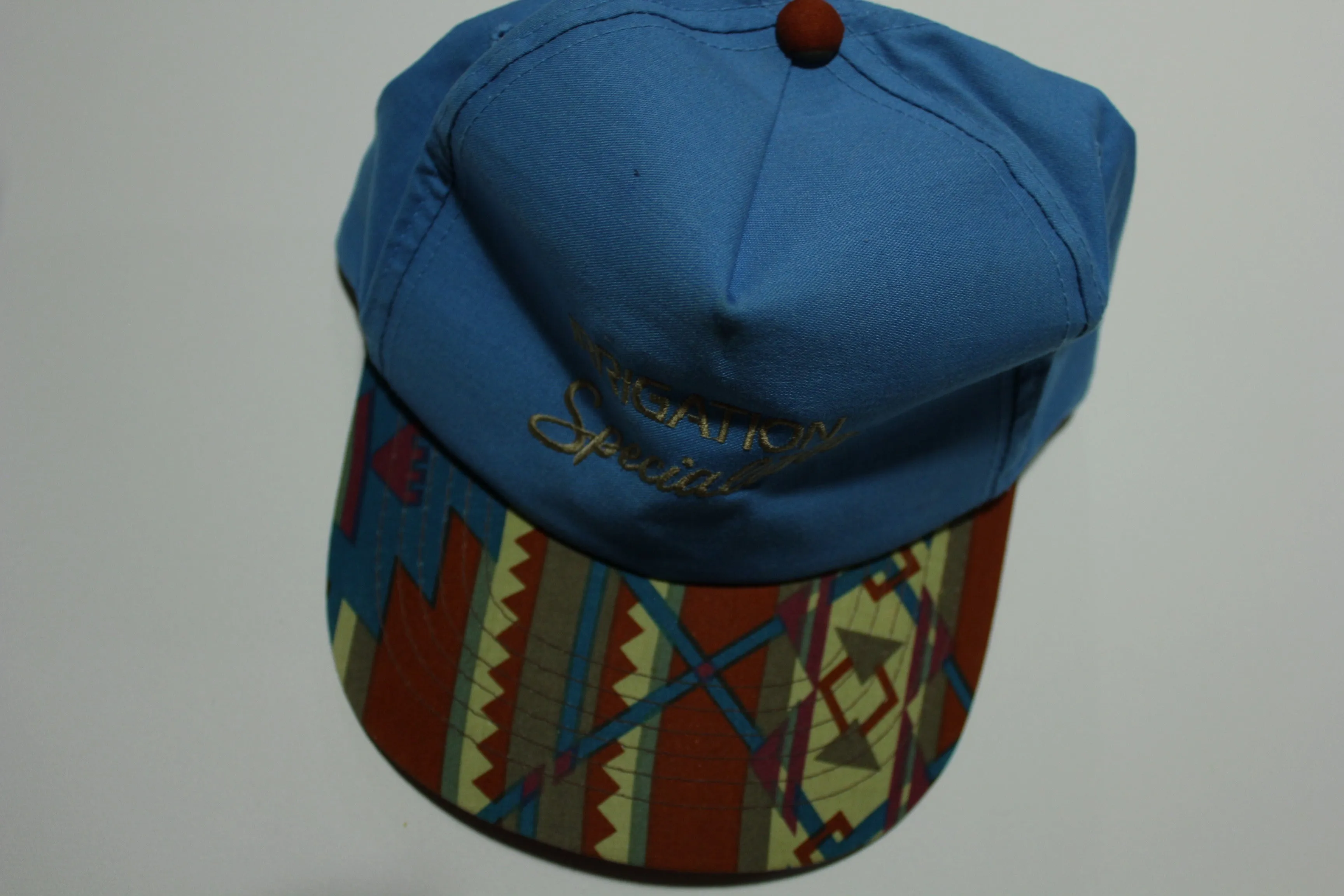 Irrigation Specialists Vintage Aztec Southwestern Print Bill 90s Adjustable Back Snapback Hat