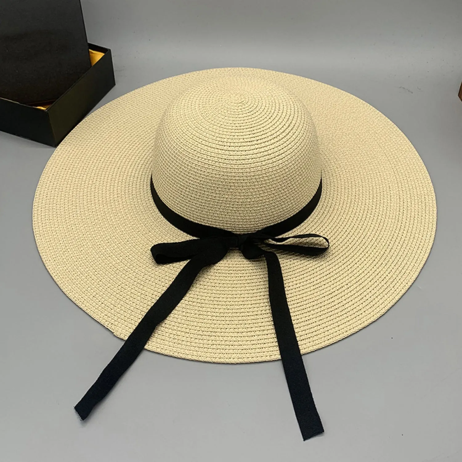 Julia Bow Paper Braided Wide Brim Hat