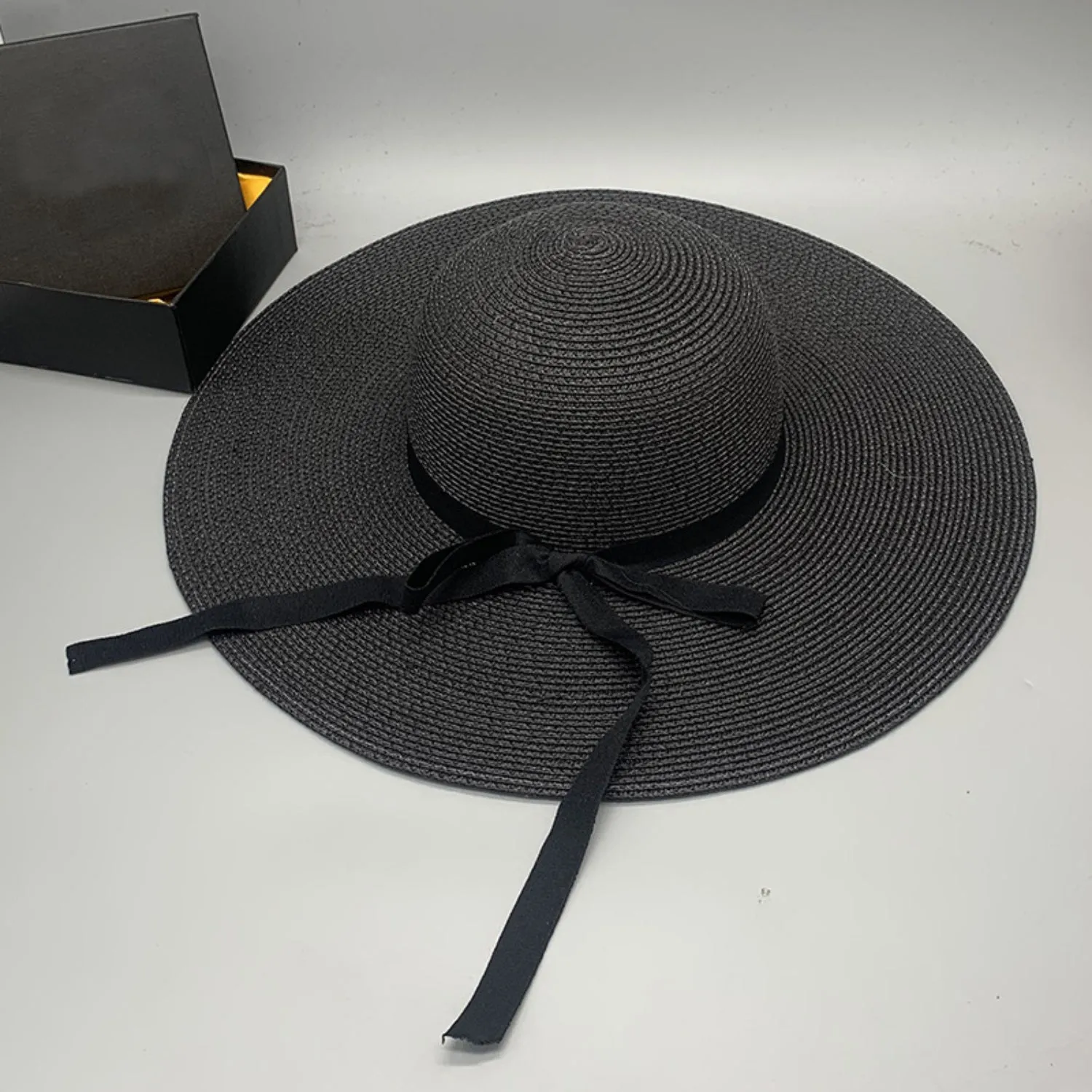 Julia Bow Paper Braided Wide Brim Hat