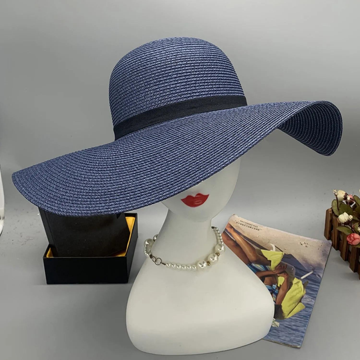 Julia Bow Paper Braided Wide Brim Hat