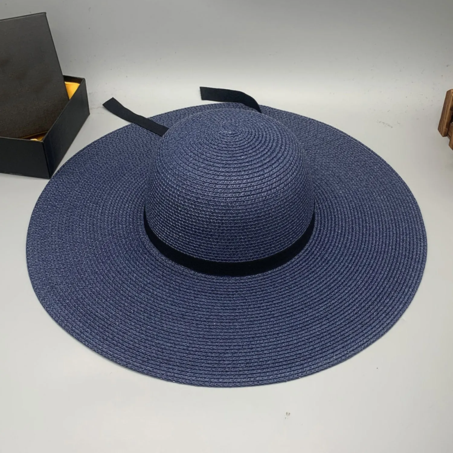 Julia Bow Paper Braided Wide Brim Hat