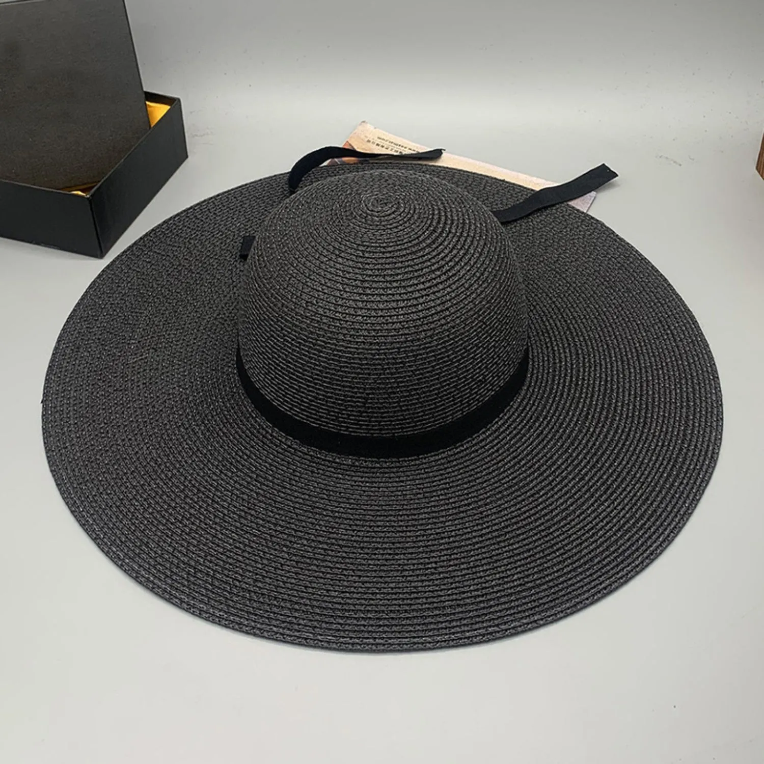 Julia Bow Paper Braided Wide Brim Hat