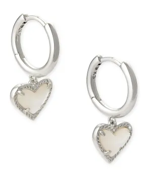 Kendra Scott Ari Heart Huggie Earrings - Ivory MOP/Silver