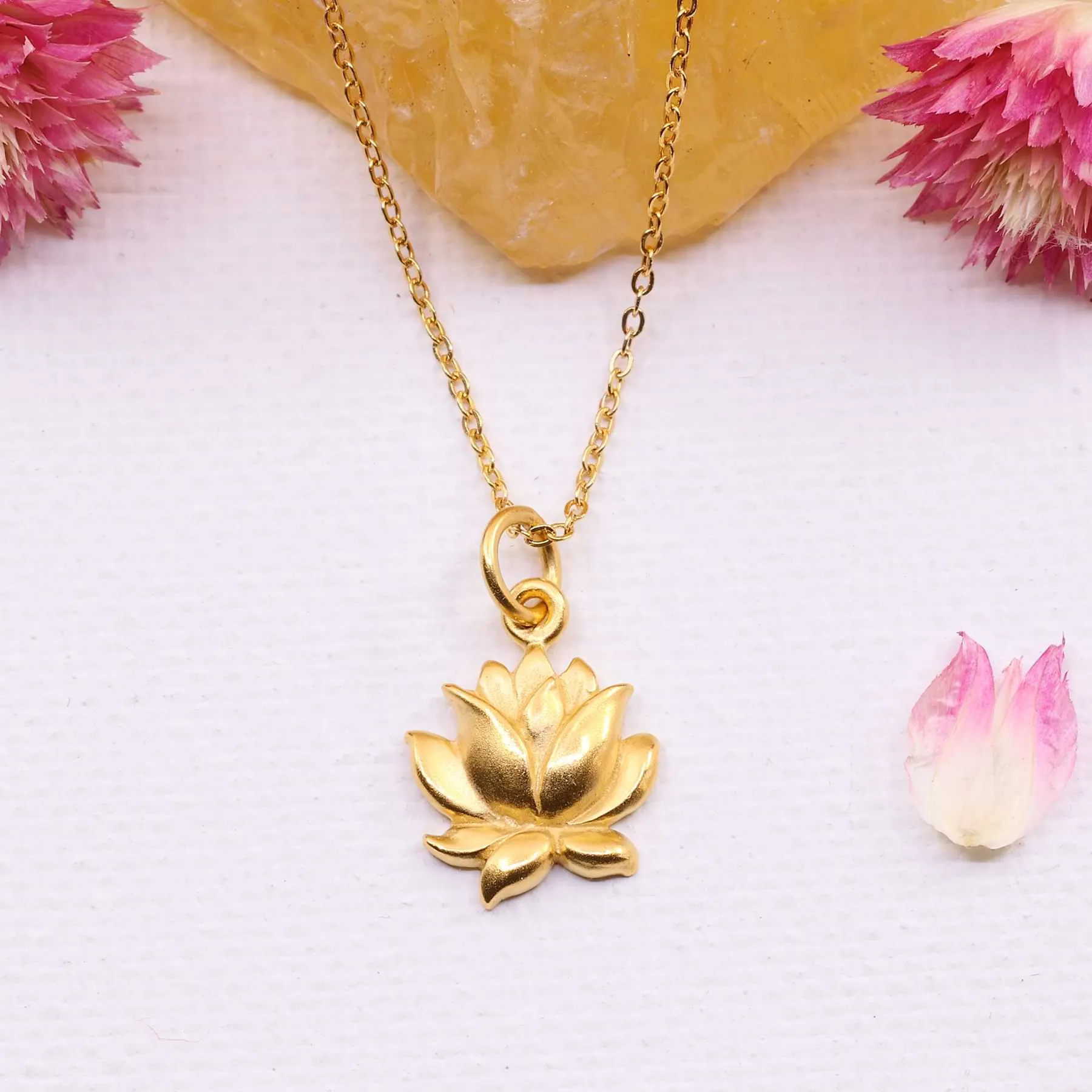 Lotus Bud - Small Lotus Blossom Pendant Necklace