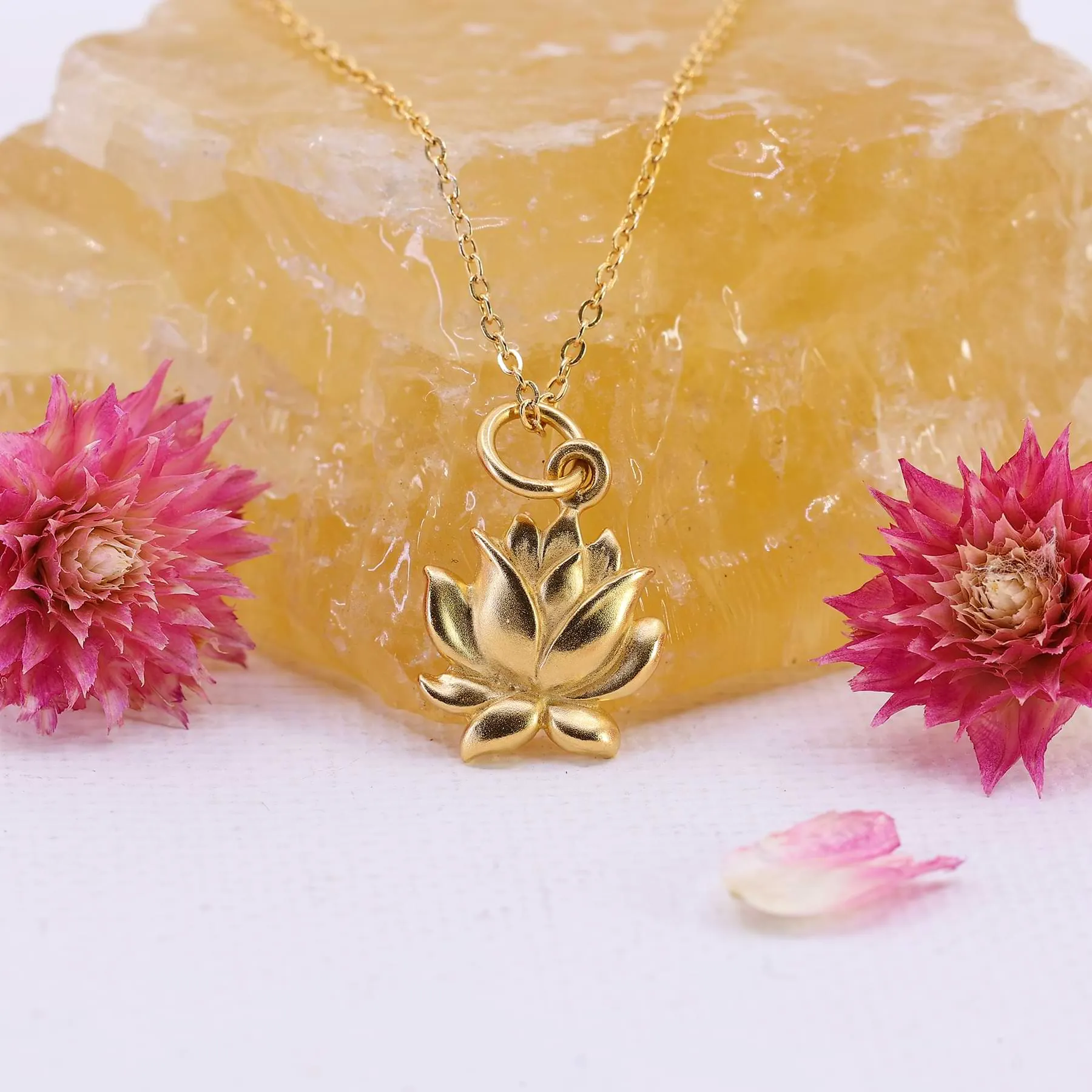 Lotus Bud - Small Lotus Blossom Pendant Necklace