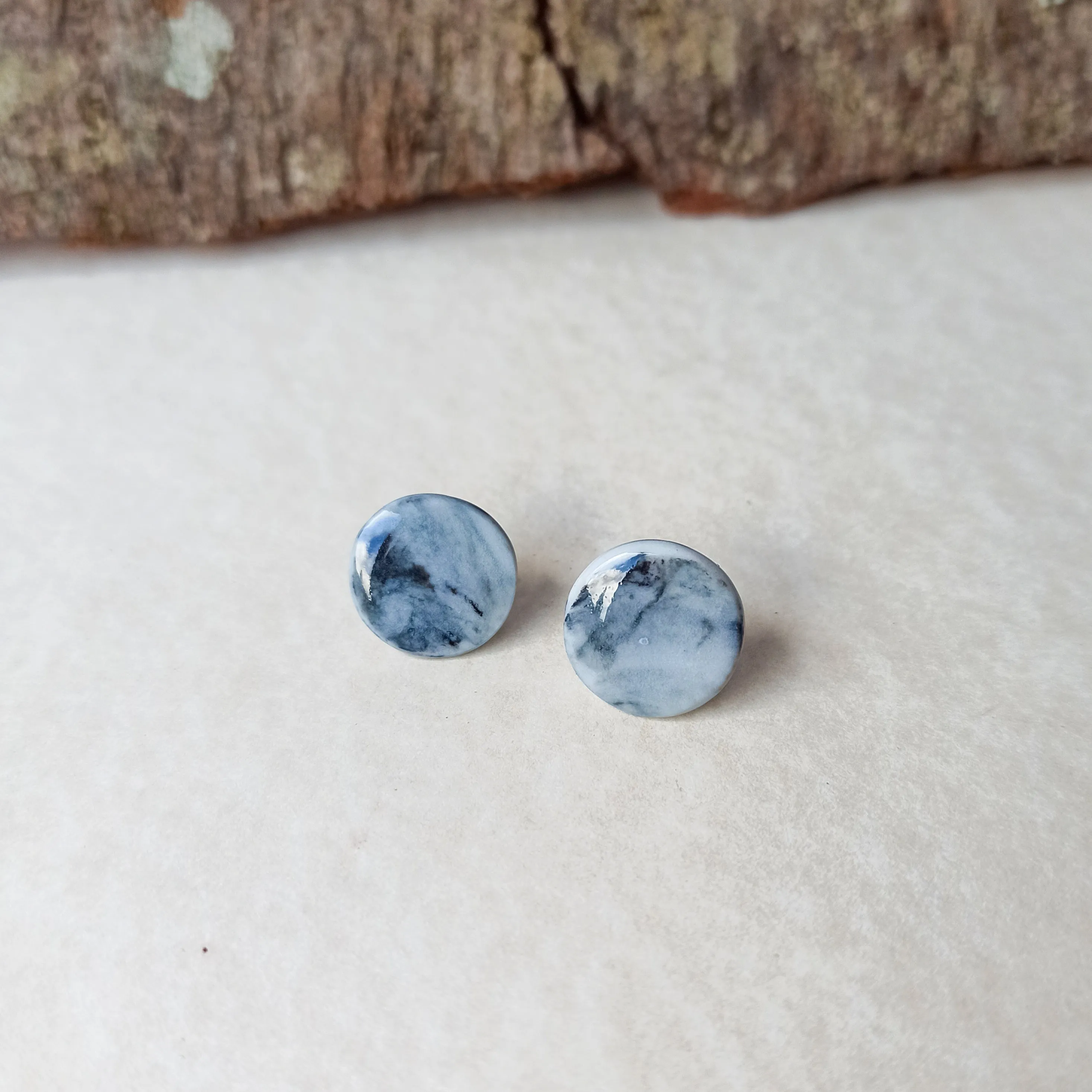 Marble porcelain stud earrings