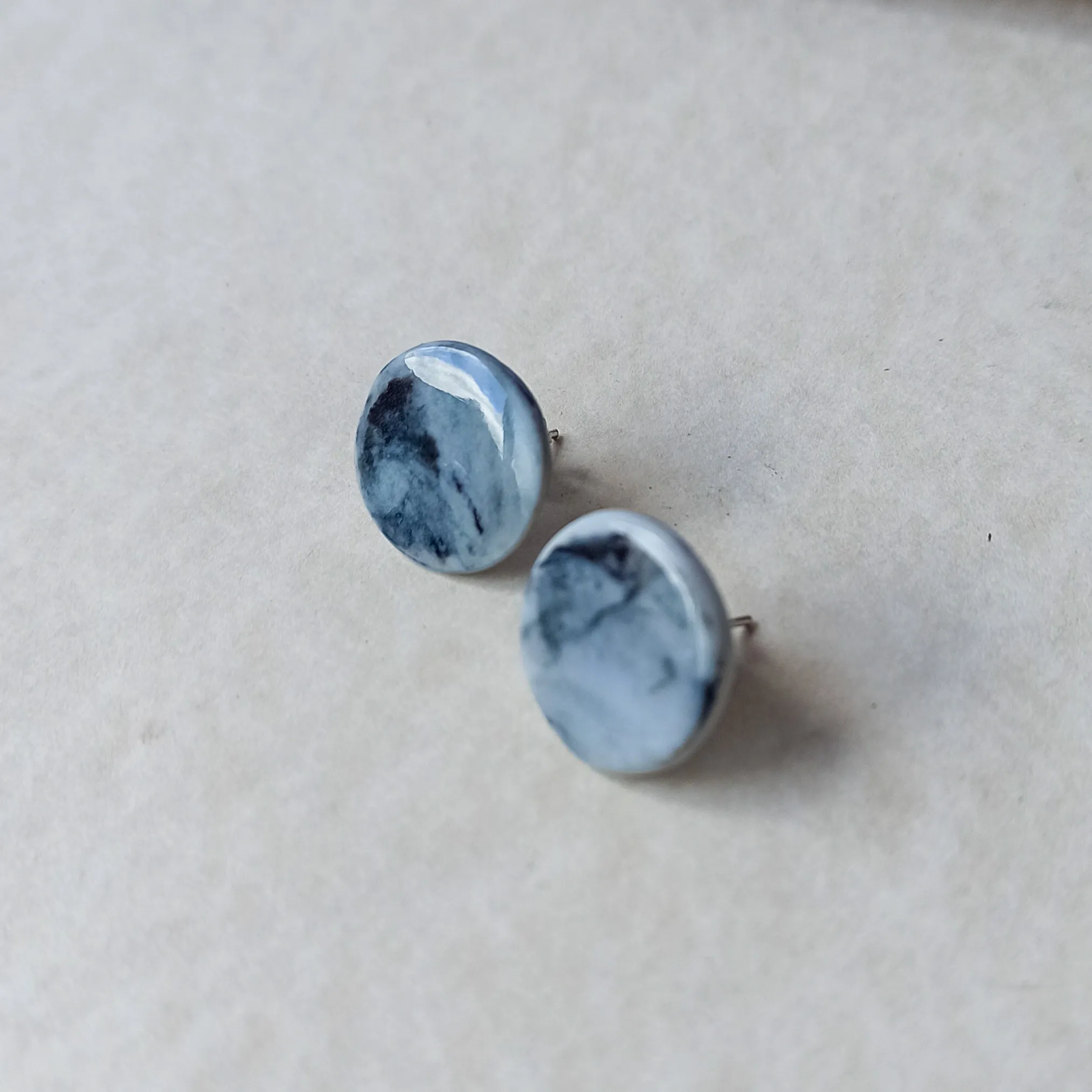 Marble porcelain stud earrings