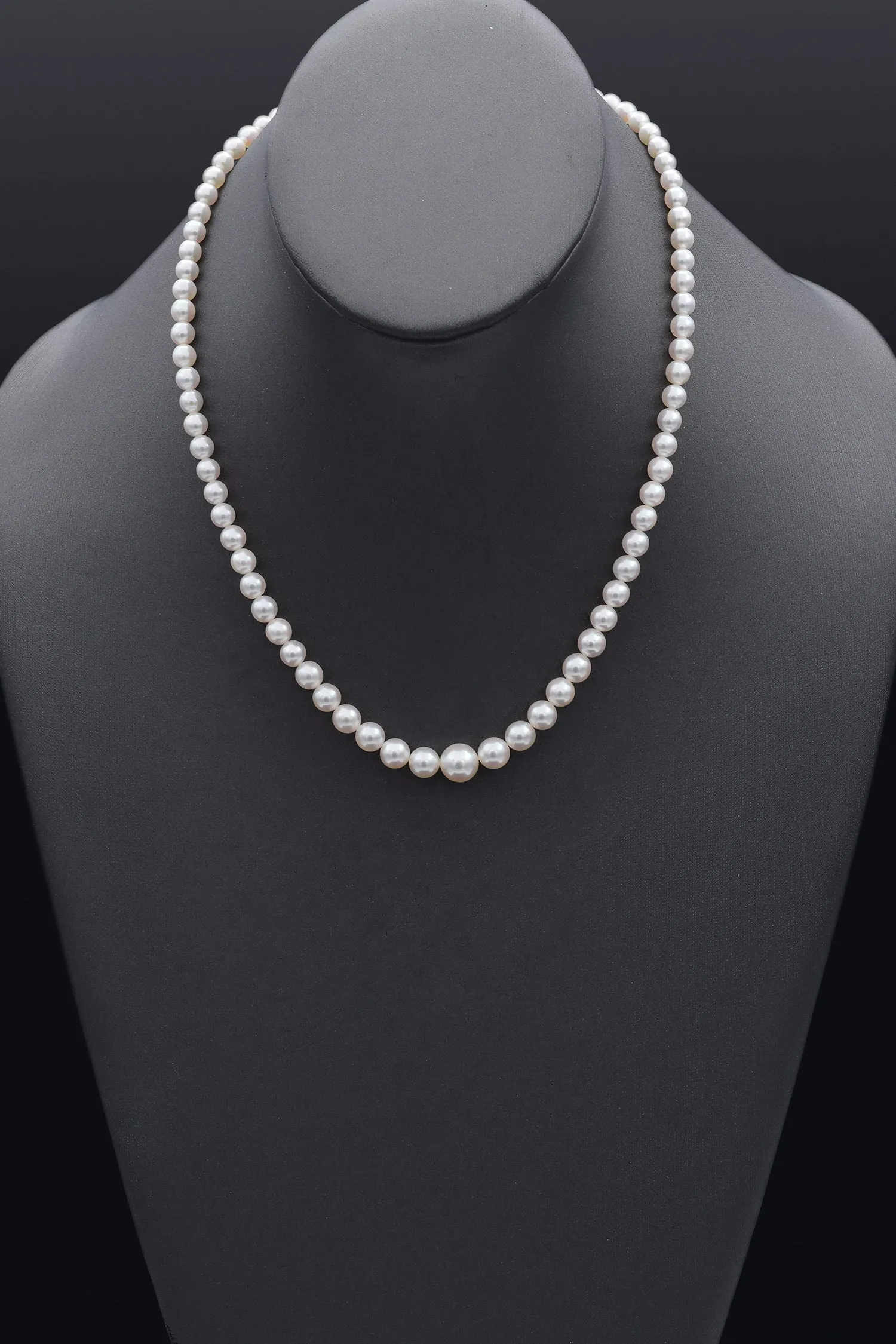 Mikimoto 14K Yellow Gold 4-8.5 mm Cultured Pearl Beaded Strand Necklace   Box