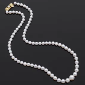 Mikimoto 14K Yellow Gold 4-8.5 mm Cultured Pearl Beaded Strand Necklace   Box