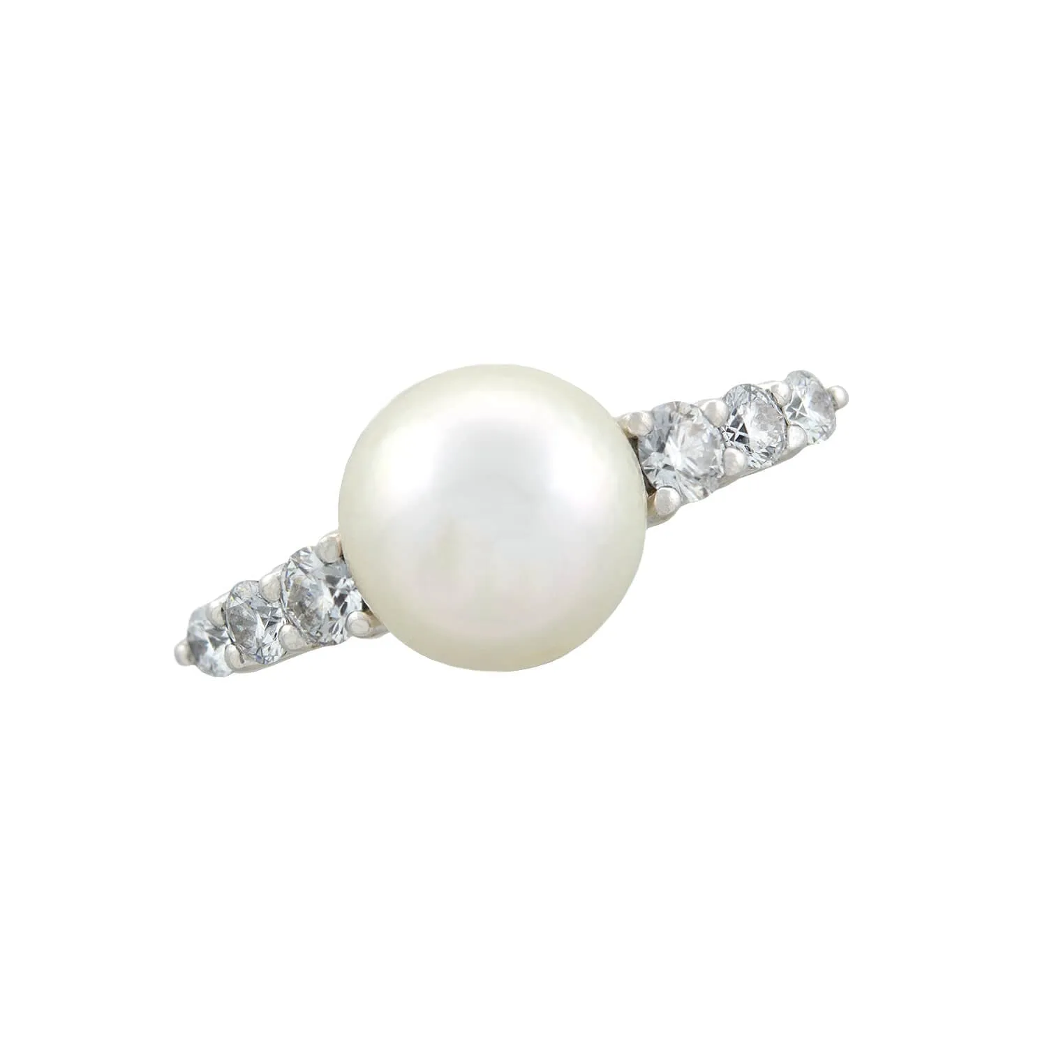 MIKIMOTO Estate 18kt, Pearl   Diamond Ring