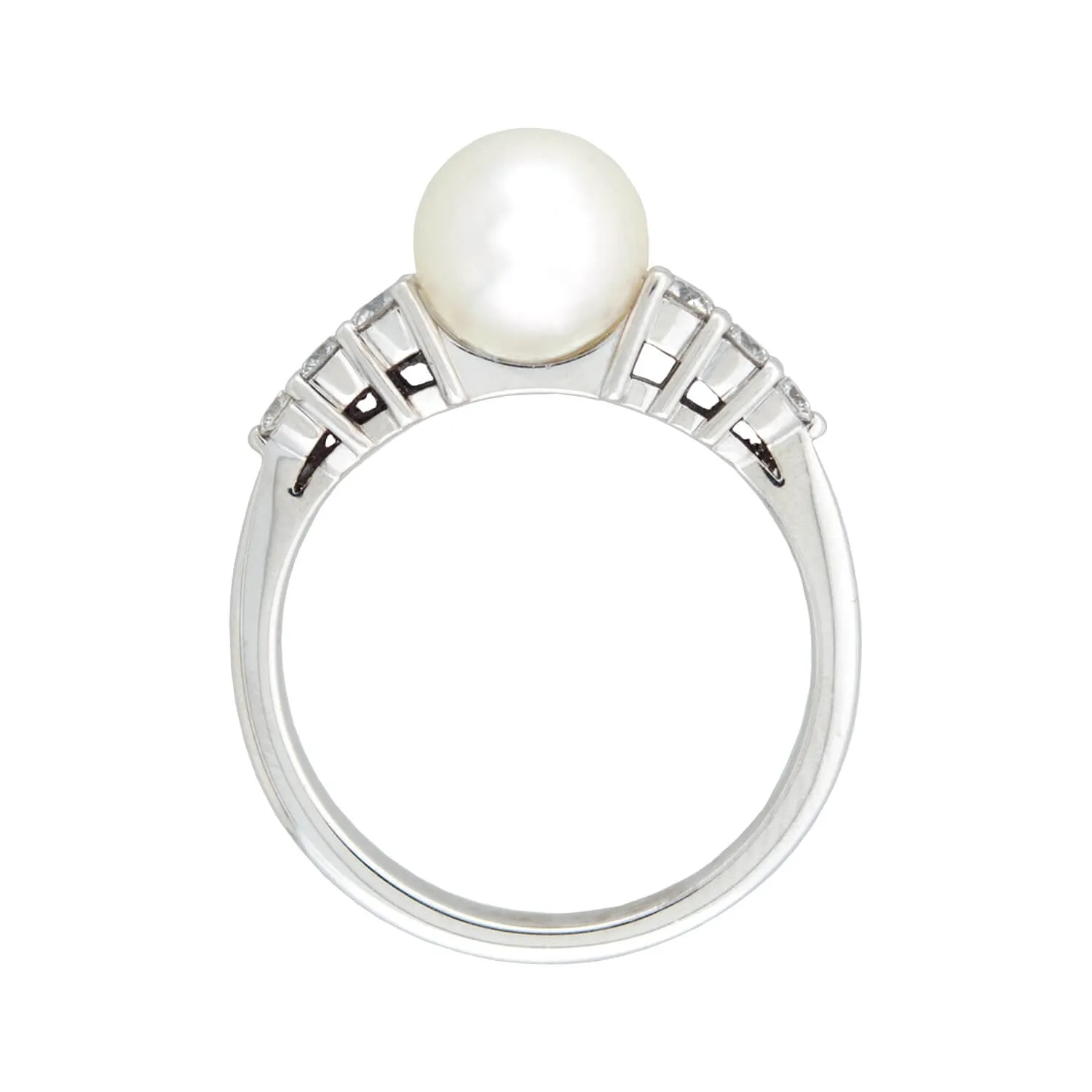 MIKIMOTO Estate 18kt, Pearl   Diamond Ring