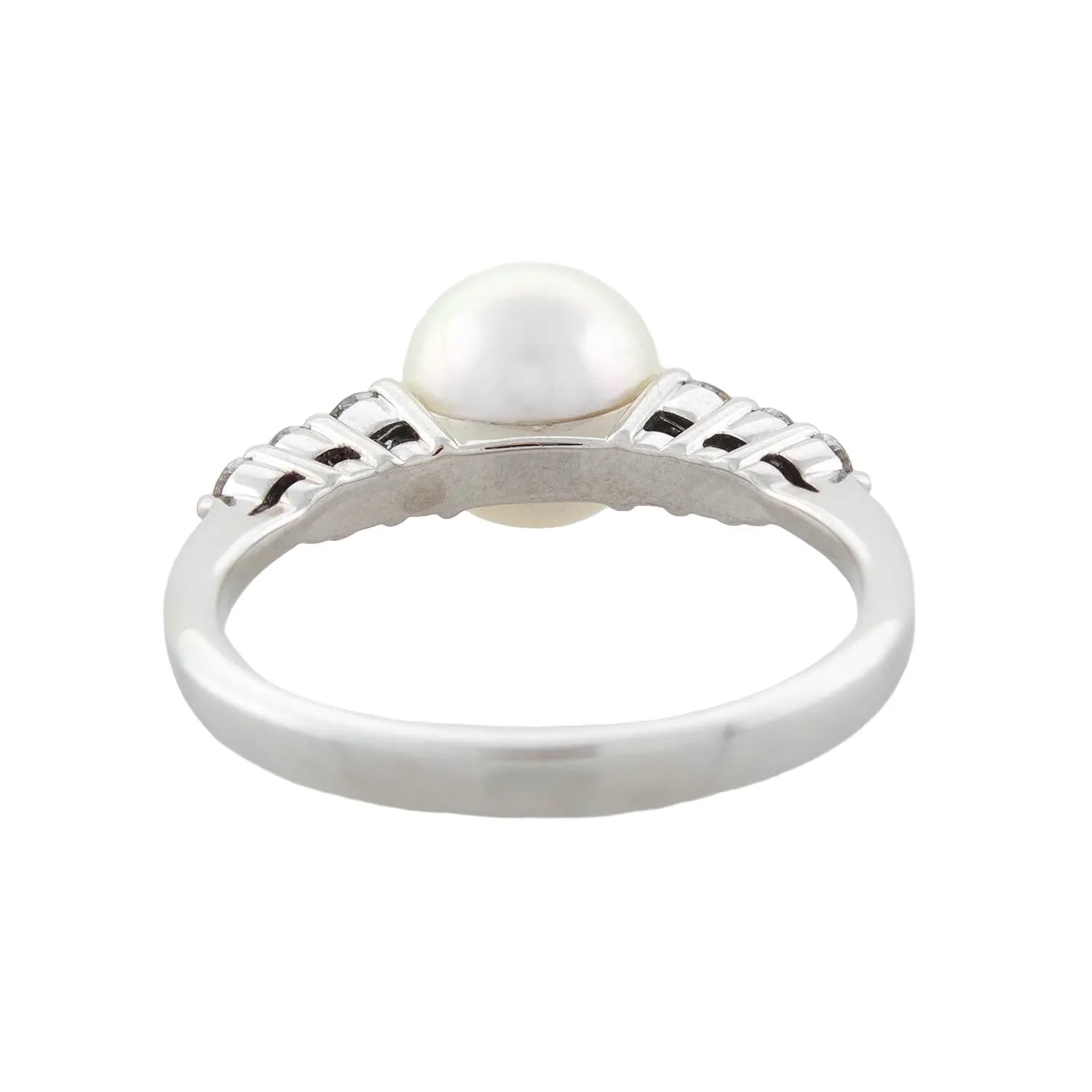 MIKIMOTO Estate 18kt, Pearl   Diamond Ring