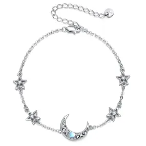 Moonstone Anklet for Women Sterling SilverJewelry Gifts for Girl Mother