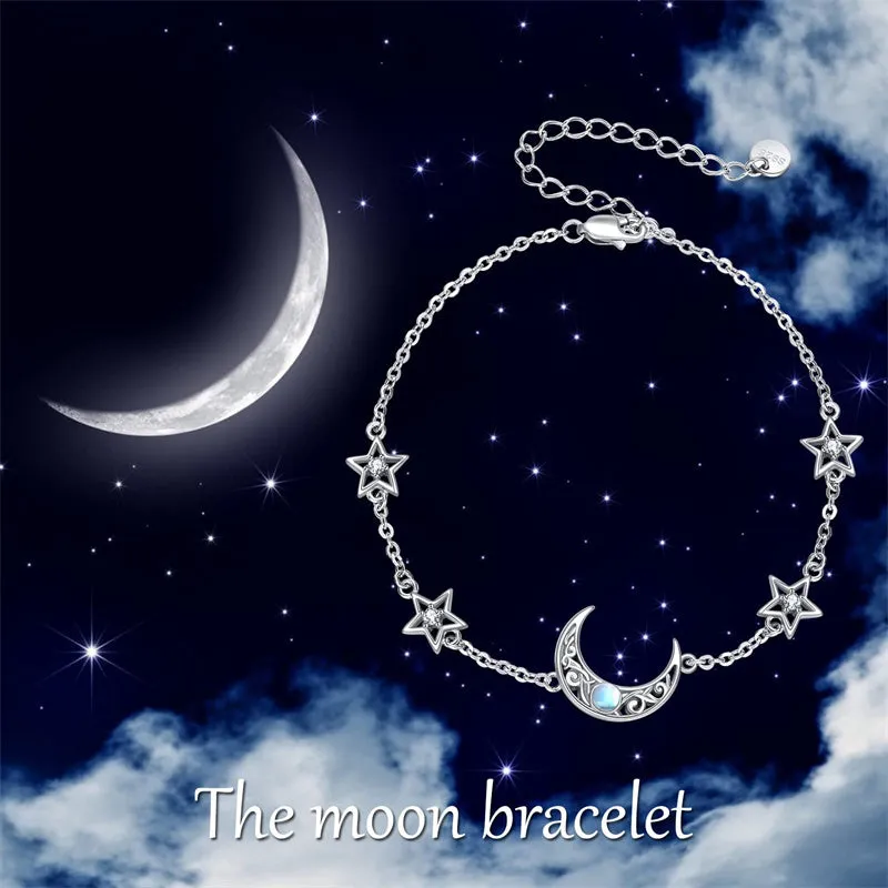 Moonstone Anklet for Women Sterling SilverJewelry Gifts for Girl Mother