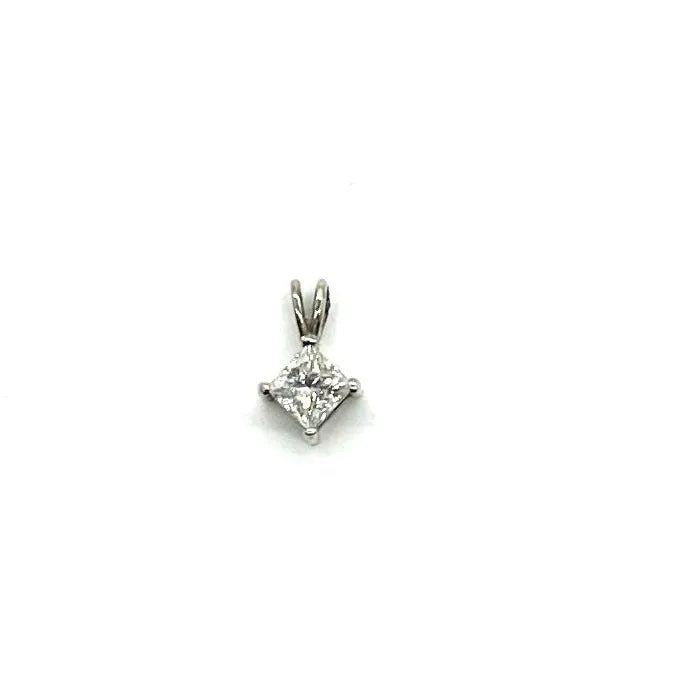 New .47 Ctw Princess Cut Diamond Solitare Pendant