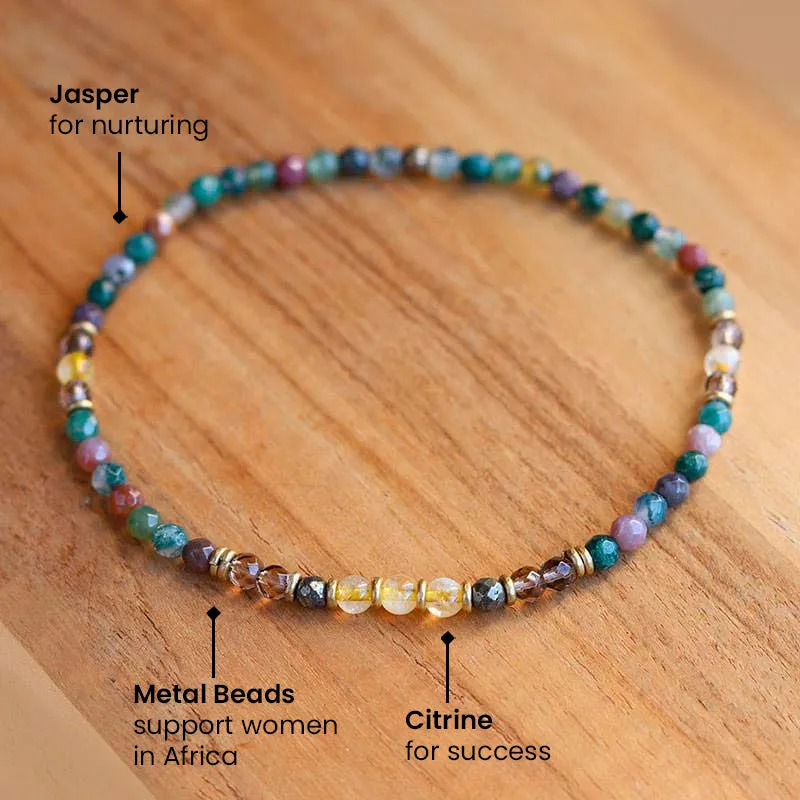 “Nurture & Success” Jasper and Citrine Anklet