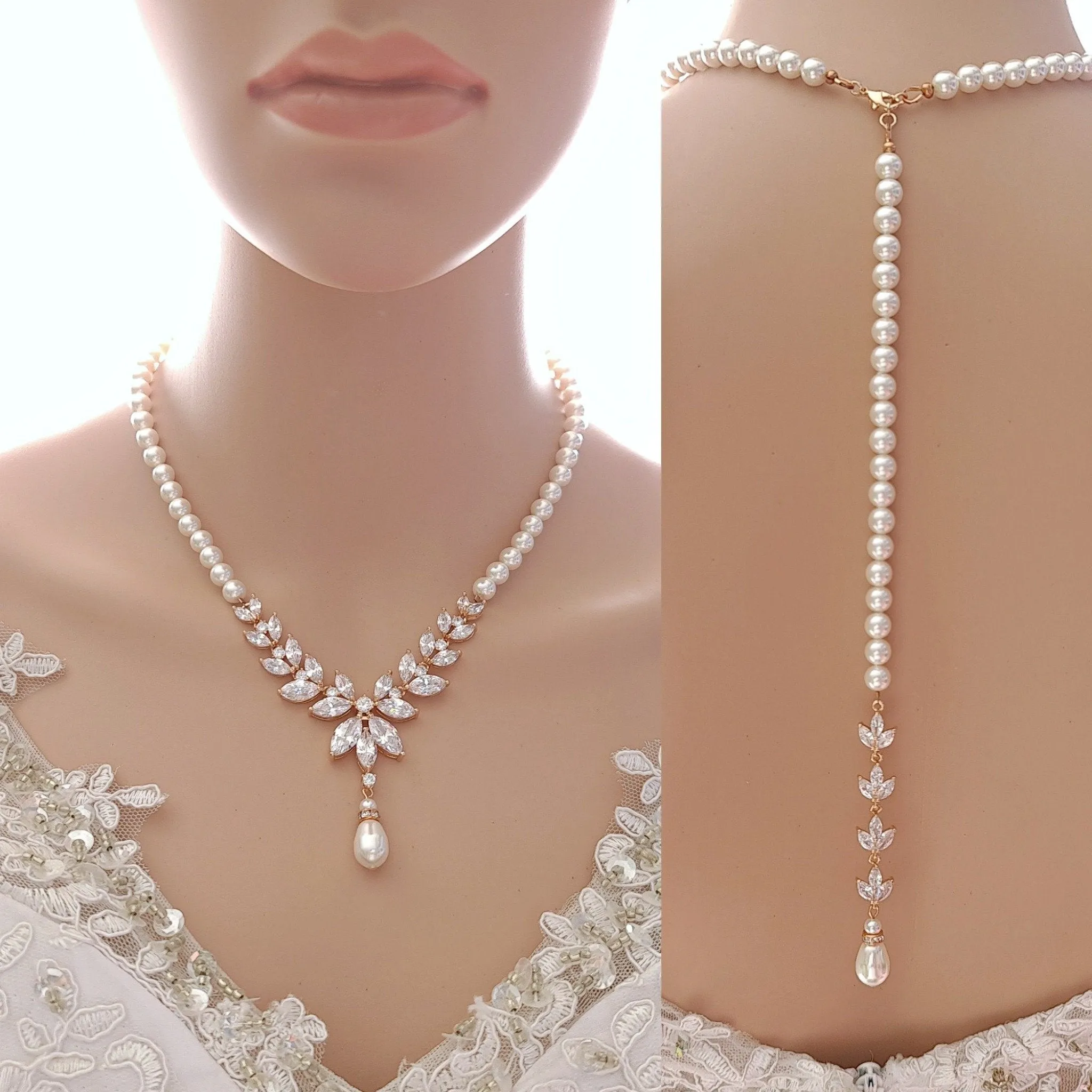 Pearl Bridal Jewelry Set Silver- Katie