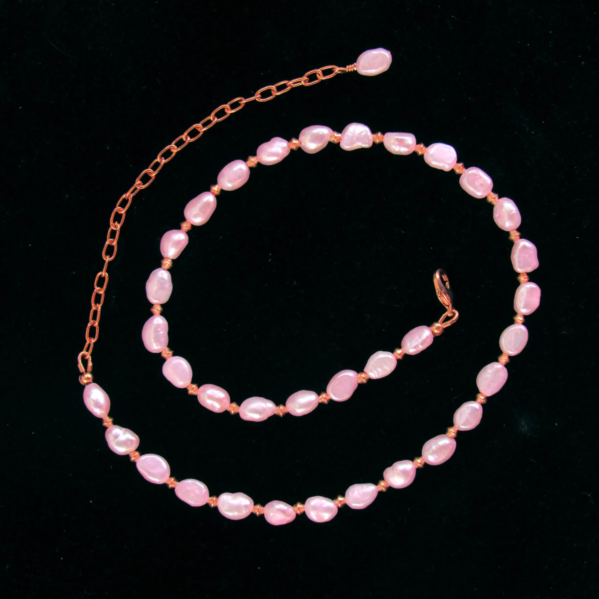 Pink Freshwater Pearls and Copper Necklace