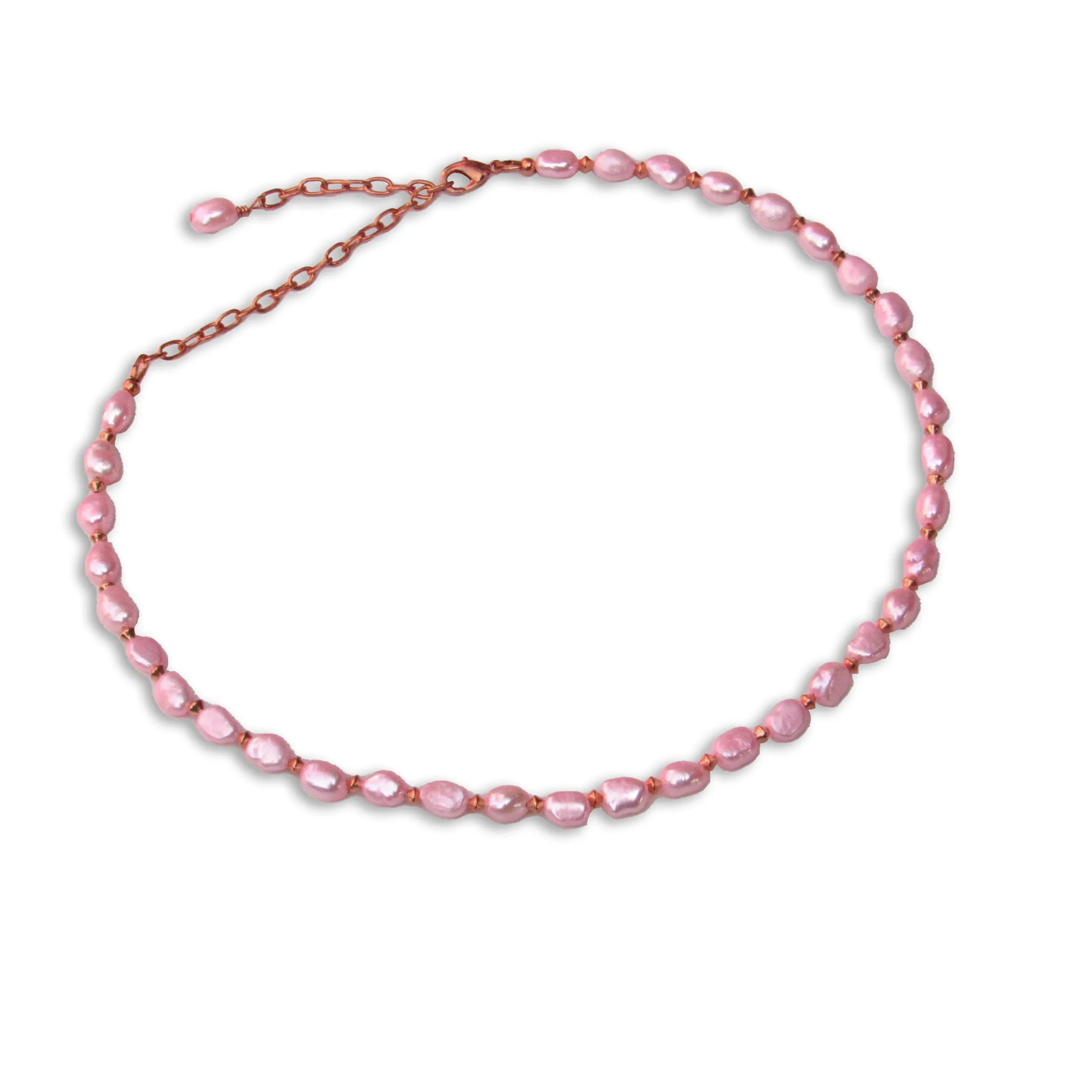 Pink Freshwater Pearls and Copper Necklace