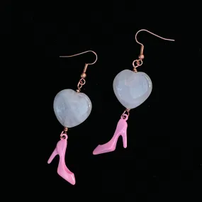 Pink Shoe and Rose Quartz Earrings-large