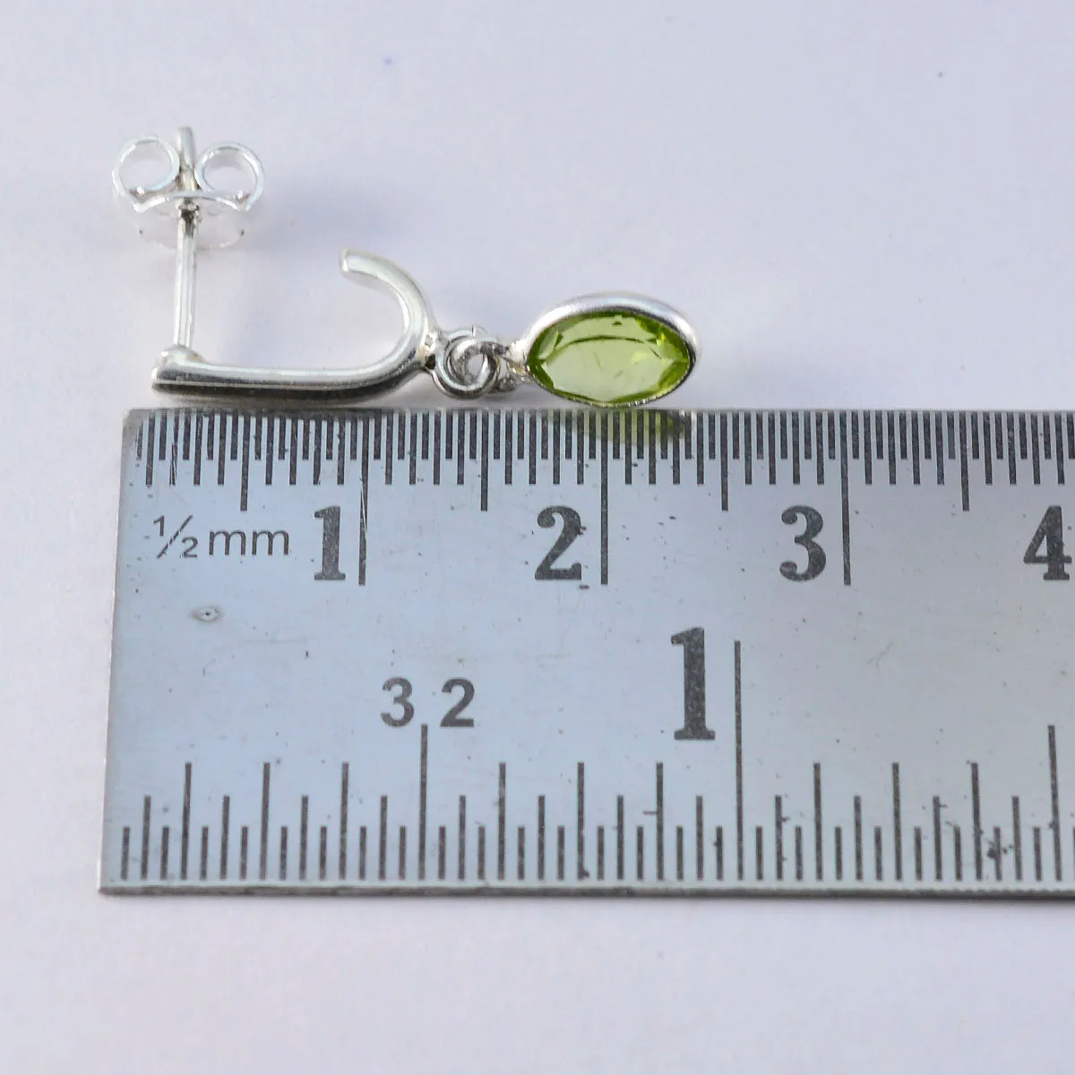 Riyo Aesthetic Sterling Silver Earring For Femme Peridot Earring Bezel Setting Green Earring Stud Earring